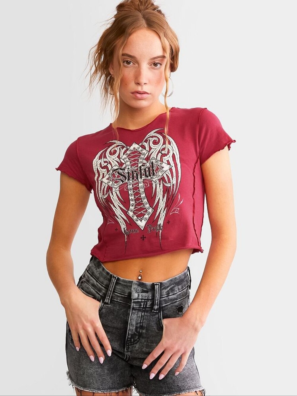 NWT | Sinful By Affliction Elevated Cropped Baby T-Shirt | Large